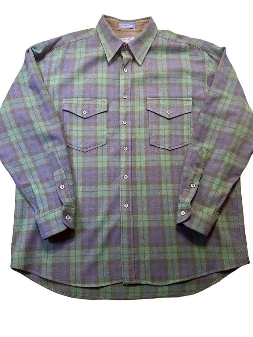 Pendleton Outdoorsman Virgin Wool Workwear Shirt XL Green Blue Plaid  Retro